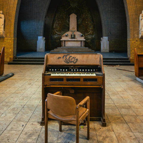 Old Church Piano and Sunflower